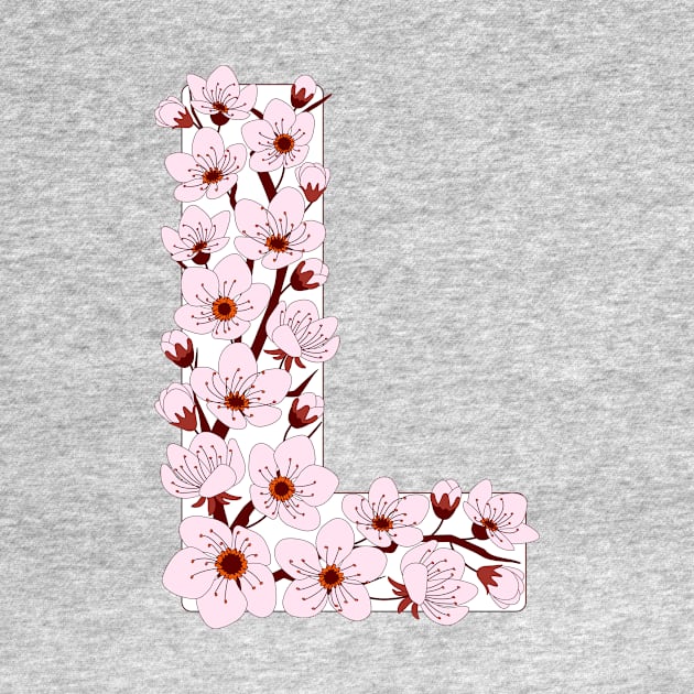 Colorful capital letter L patterned with sakura twig by Alina